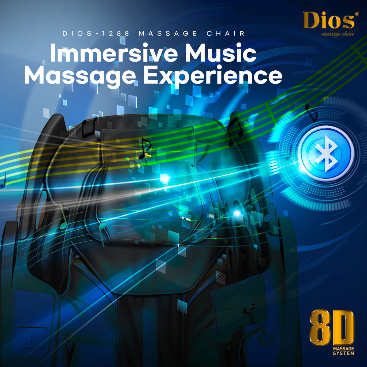 Dios Massage Chair 8D AI Dual Air Tech Touch Roller SL-track with Brain Relaxation Program Dios-1288