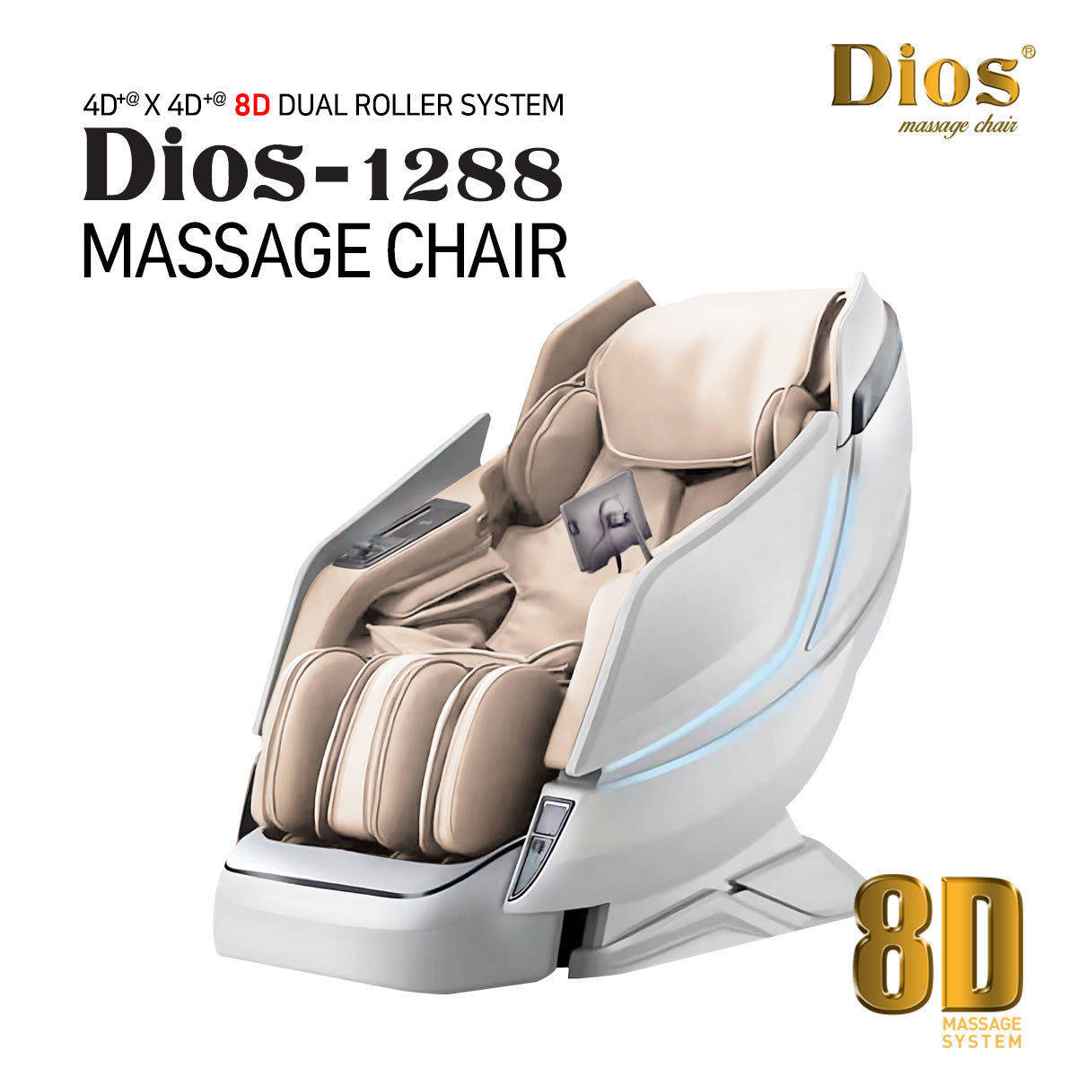 Dios Massage Chair 8D AI Dual Air Tech Touch Roller SL-track with Brain Relaxation Program Dios-1288