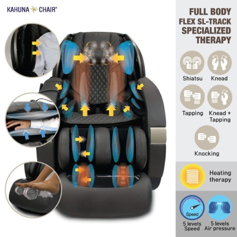 Kahuna Massage Chair 4D+@ Dual Air Float Flex HSL-track with Infrared heating SM-9300 Grey